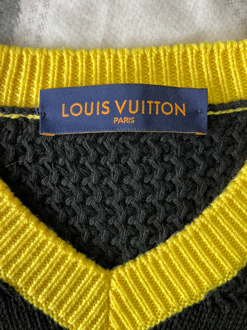 Louis Vuitton LV soccer-style black and yellow sweater