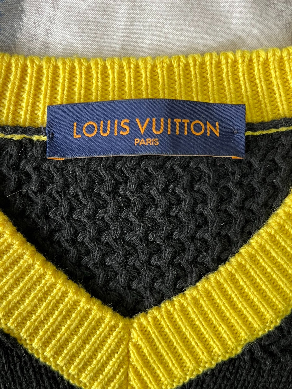 Louis Vuitton LV soccer-style black and yellow sweater