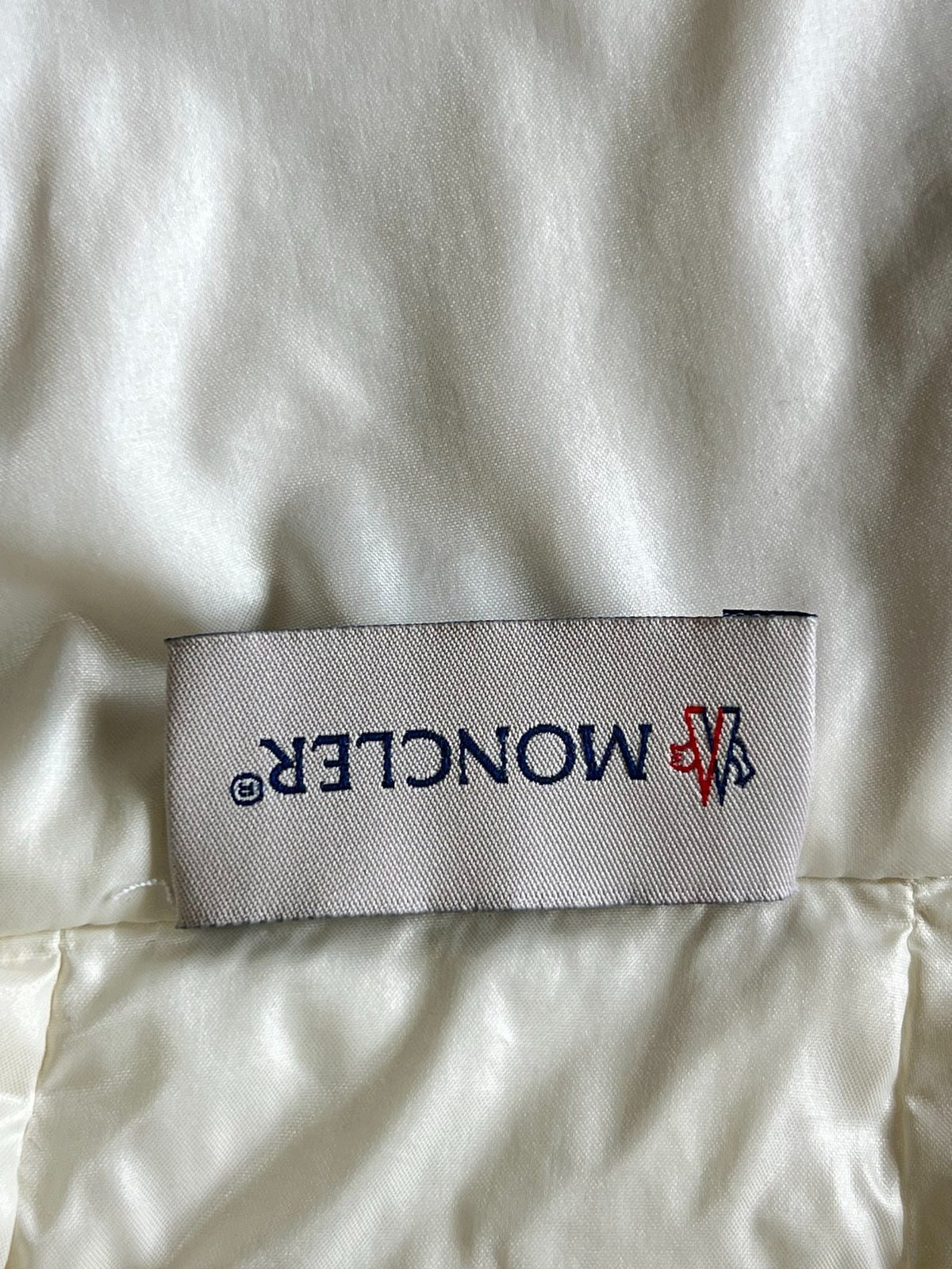 Moncler cream white shearling panel down jacket