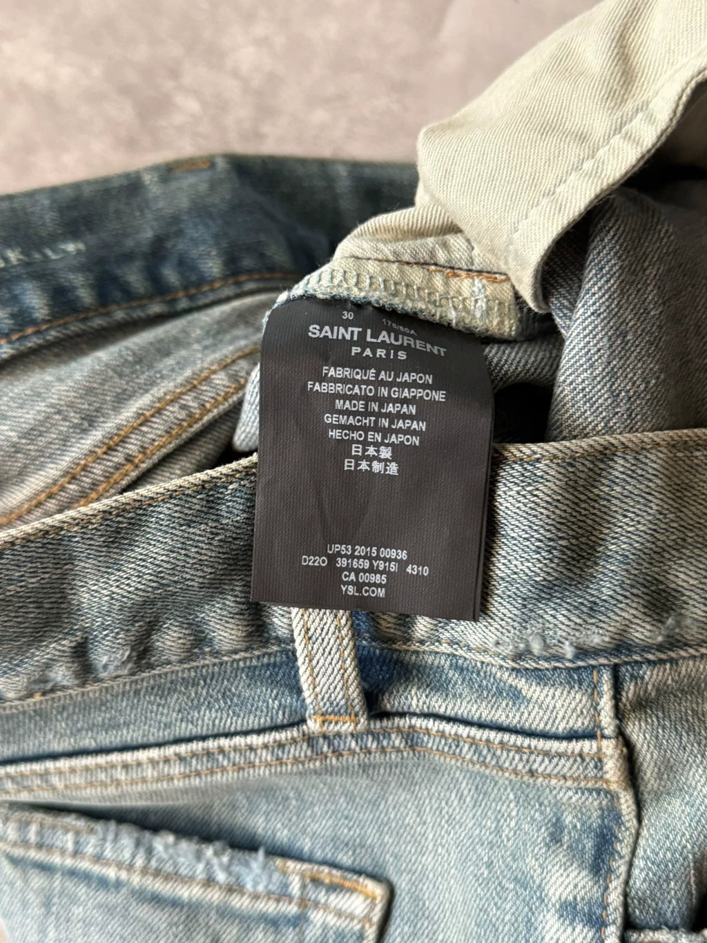 Saint Laurent Paris 16SS D02 Light Blue Distressed Denim Jeans by Hedi Slimane