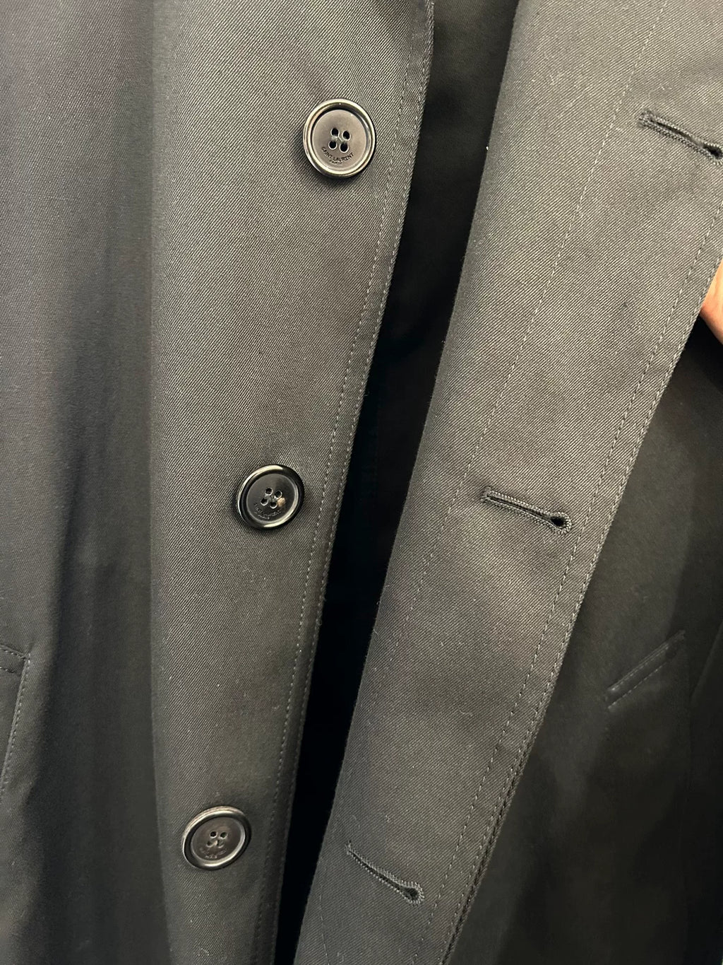 Saint Laurent SS19 Black Stand-Collar Trench Coat