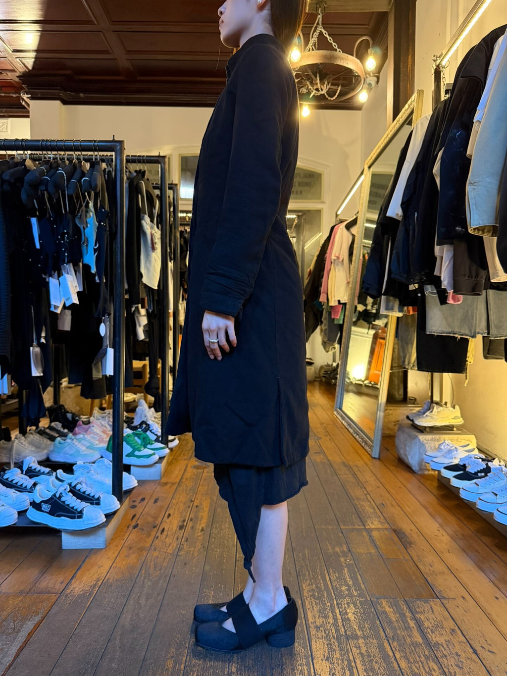 Layer-0 FW17 Black H-Shape Triple-Layer Wool Trench Coat