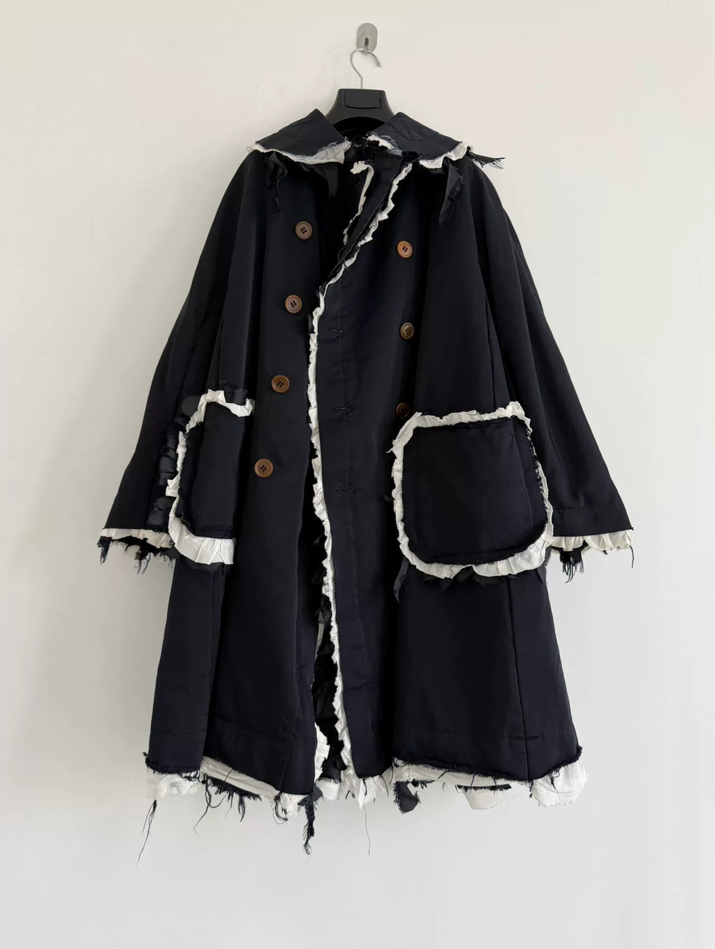 Comme Des Garçons Frayed Edge Snowman Wool Blend Coat