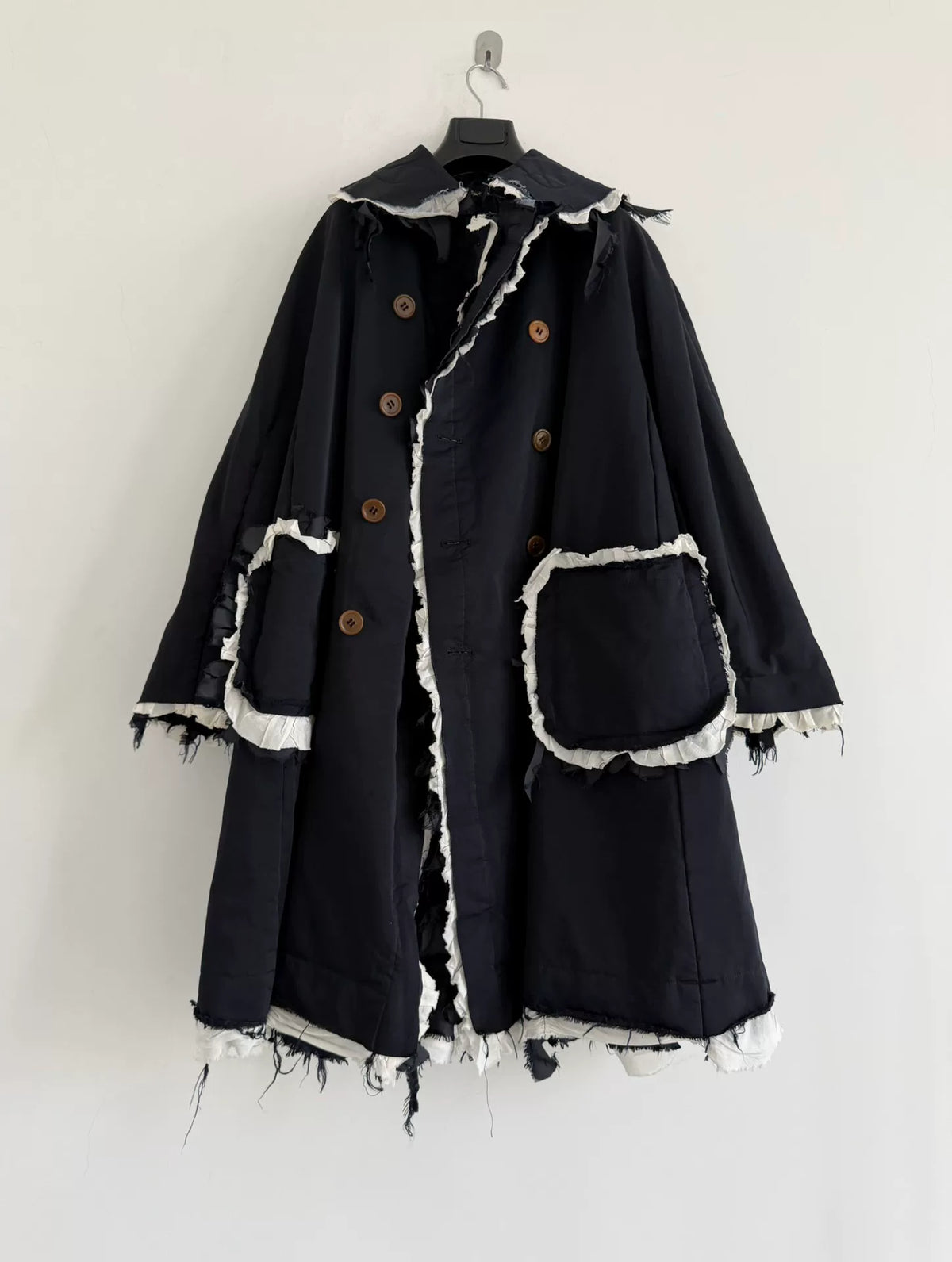 Comme Des Garçons Frayed Edge Snowman Wool Blend Coat