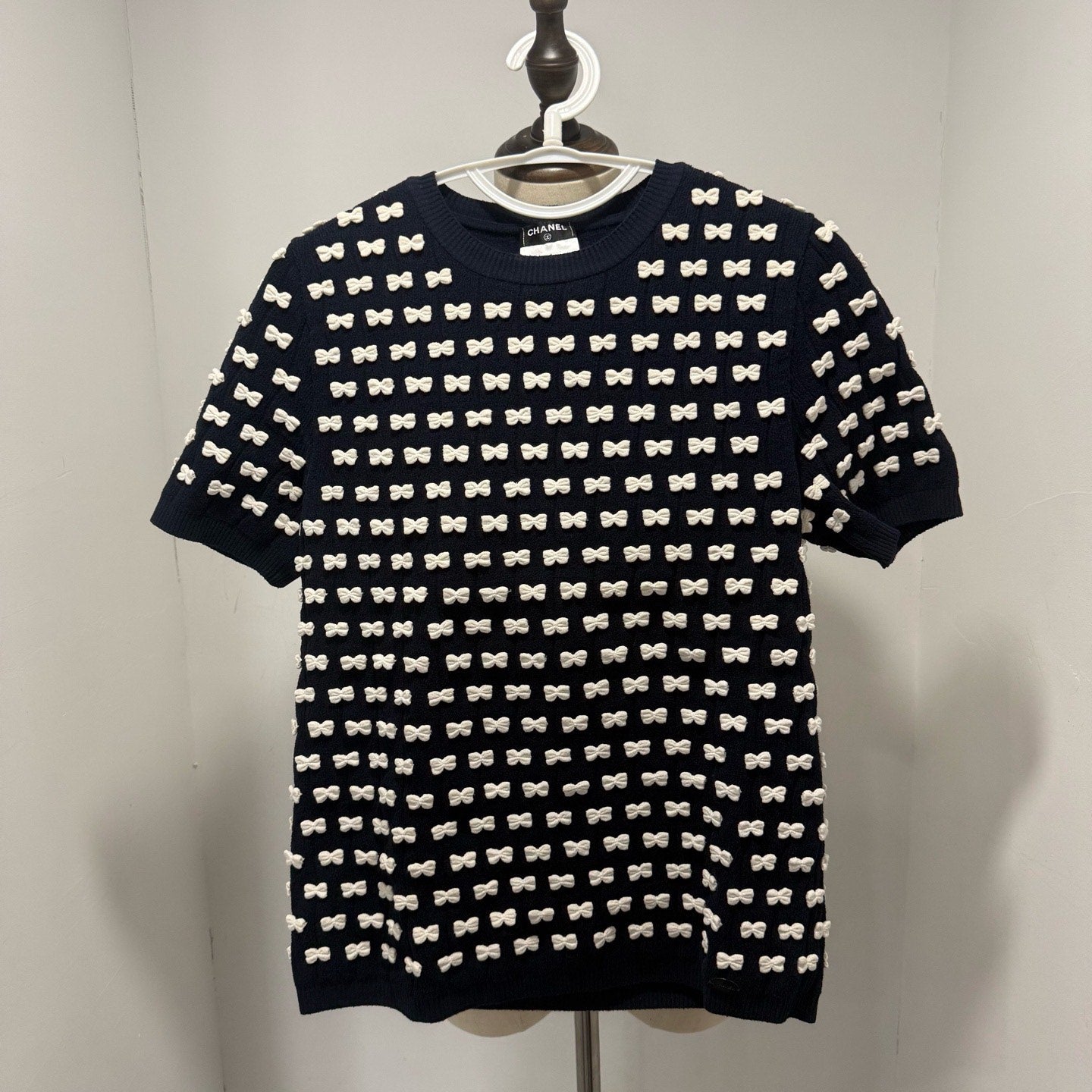 Chanel Butterfly All-Over Print Knit Short Sleeve Top