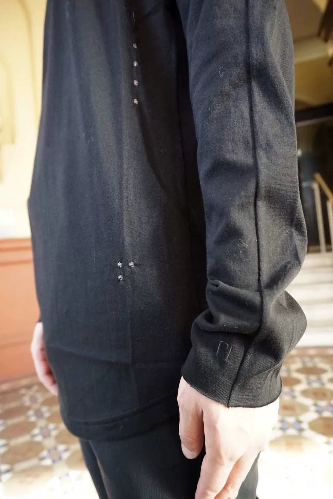 Devoa FW18 Black Paneled Longsleeve Cotton Tee
