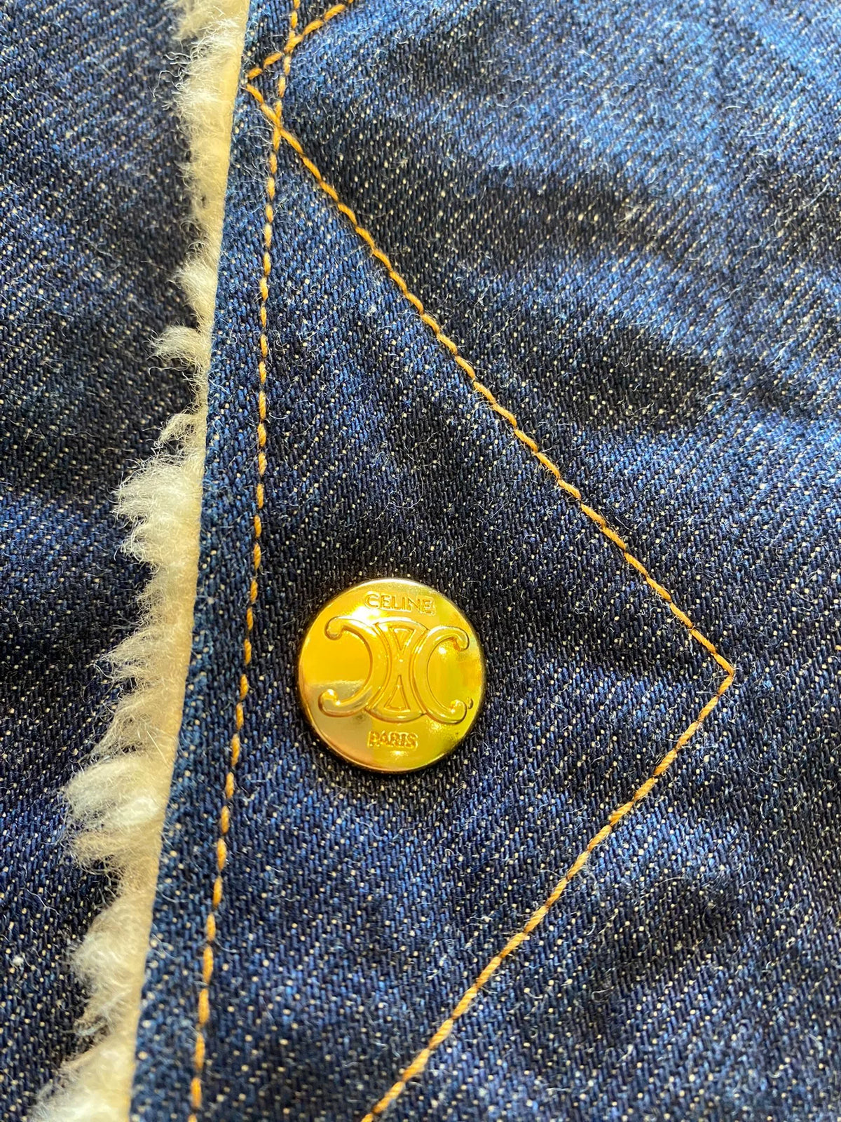 Celine Denim Shearling Collar Jacket