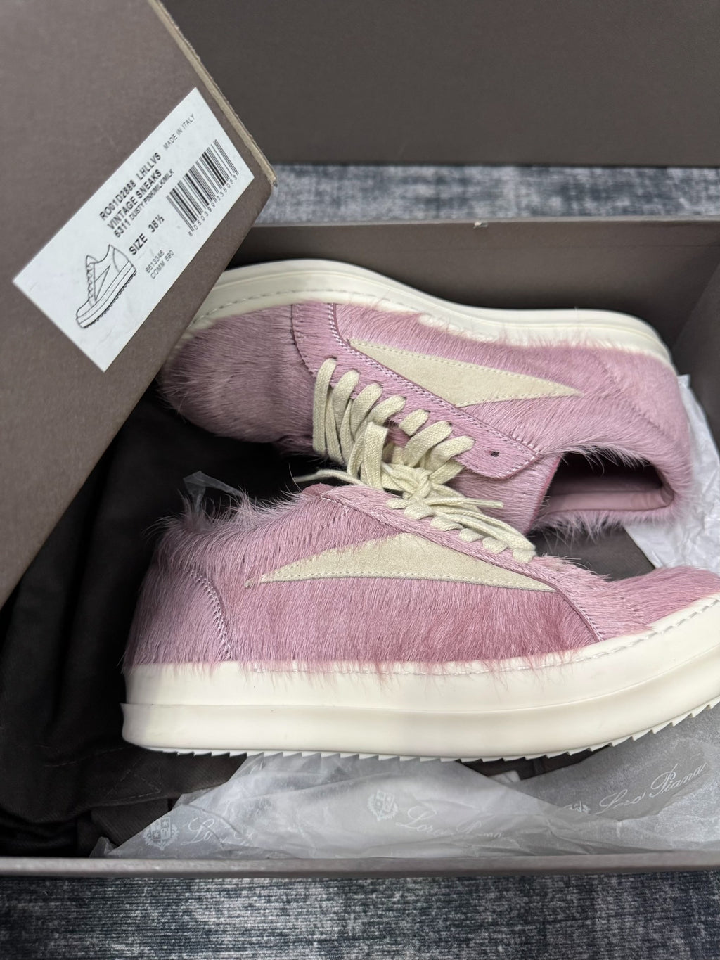 Rick Owens Pink fur sneakers