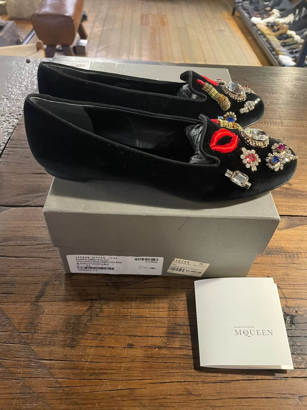 Alexander McQueen FW16 Black Dream Jewelry Embroidered Loafers