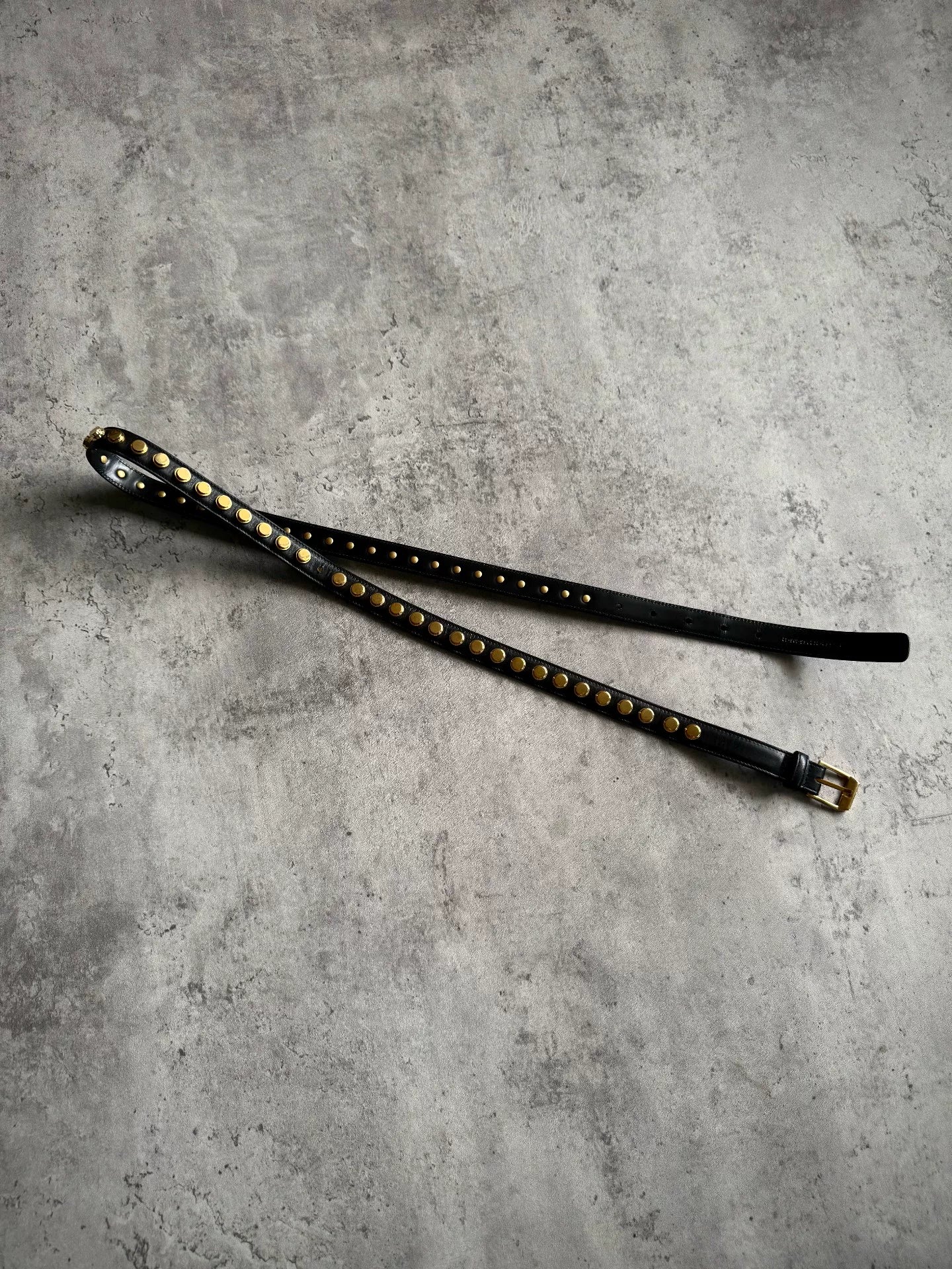 Saint Laurent Paris 13AW Gold Studded Pin Buckle Belt