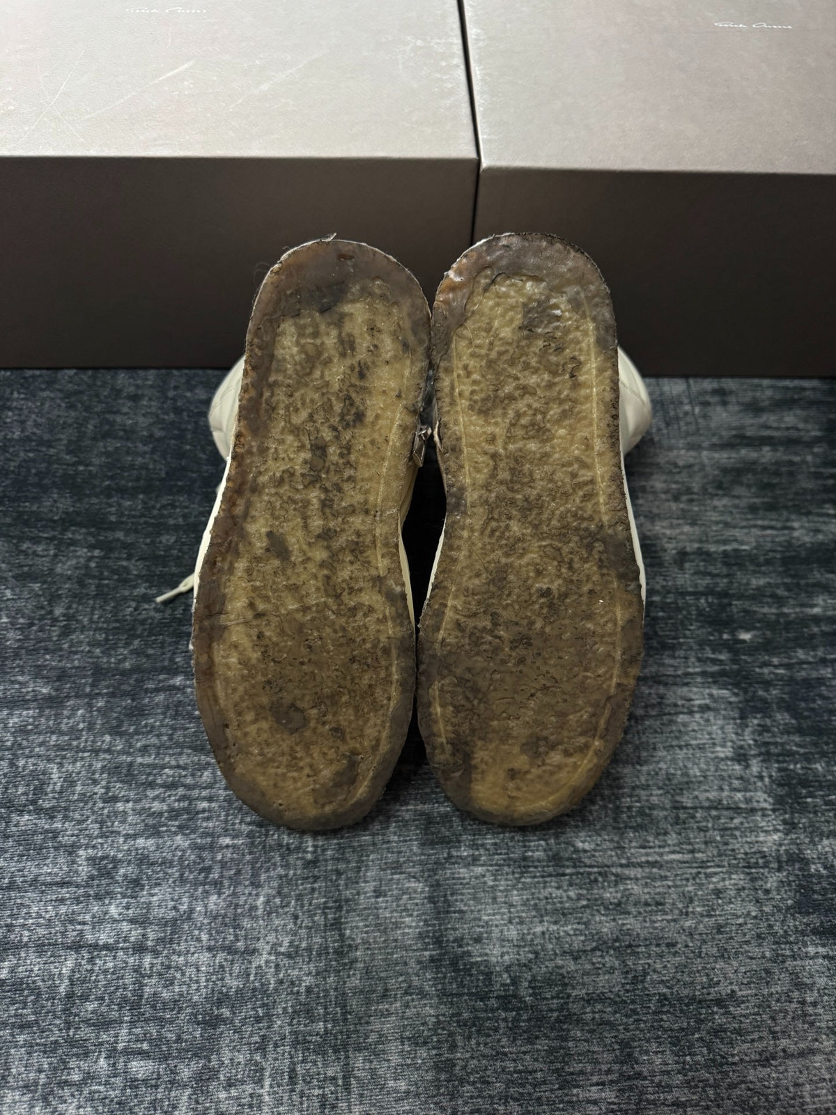 Rick Owens Inverted-Triangle White Gum-Sole Sneakers