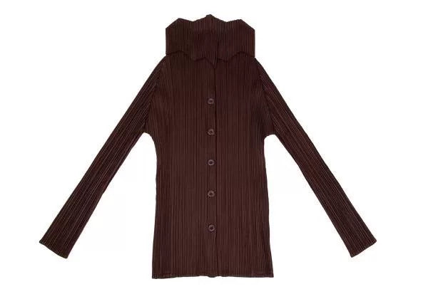Issey Miyake Vintage Brown Pleated Top