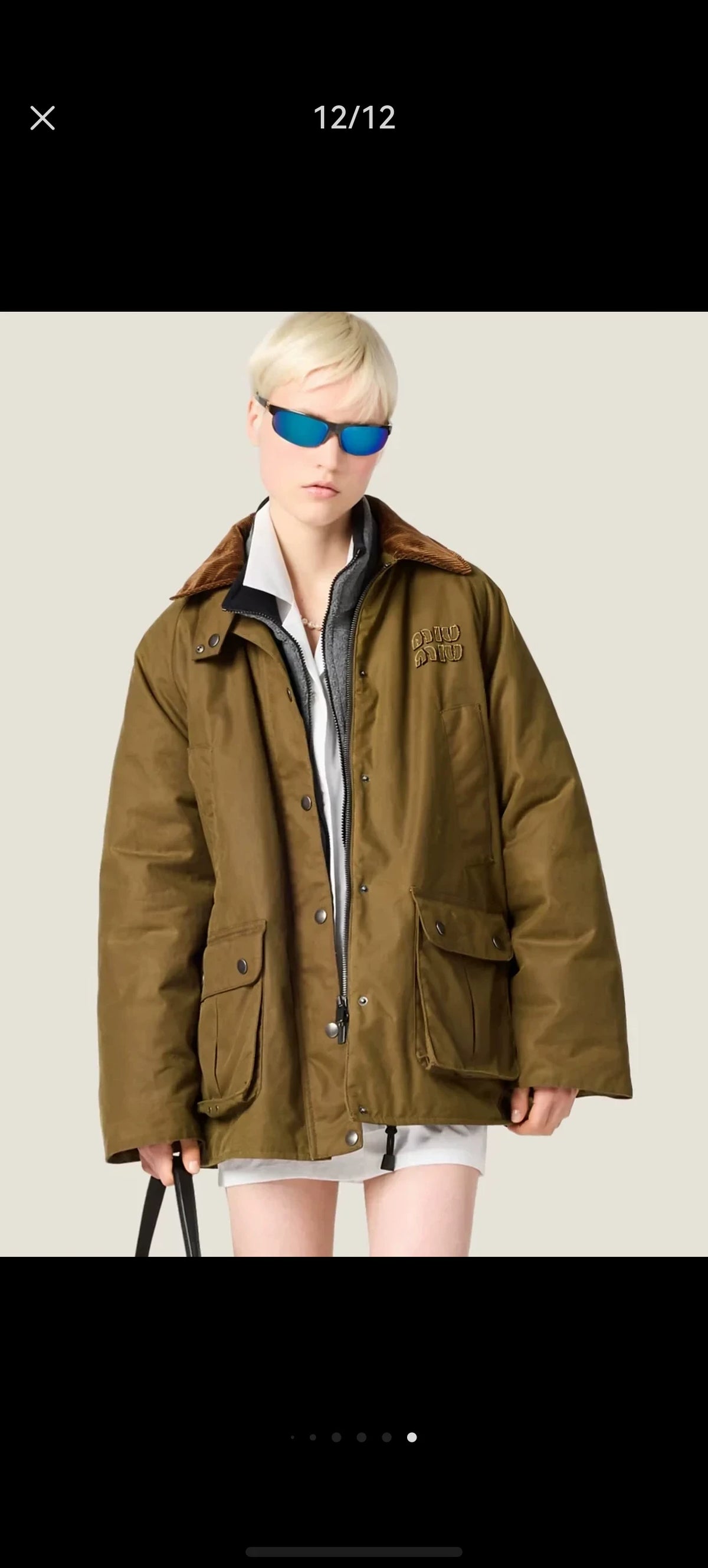Miumiu 36 Olive Corduroy Collar Padded Jacket