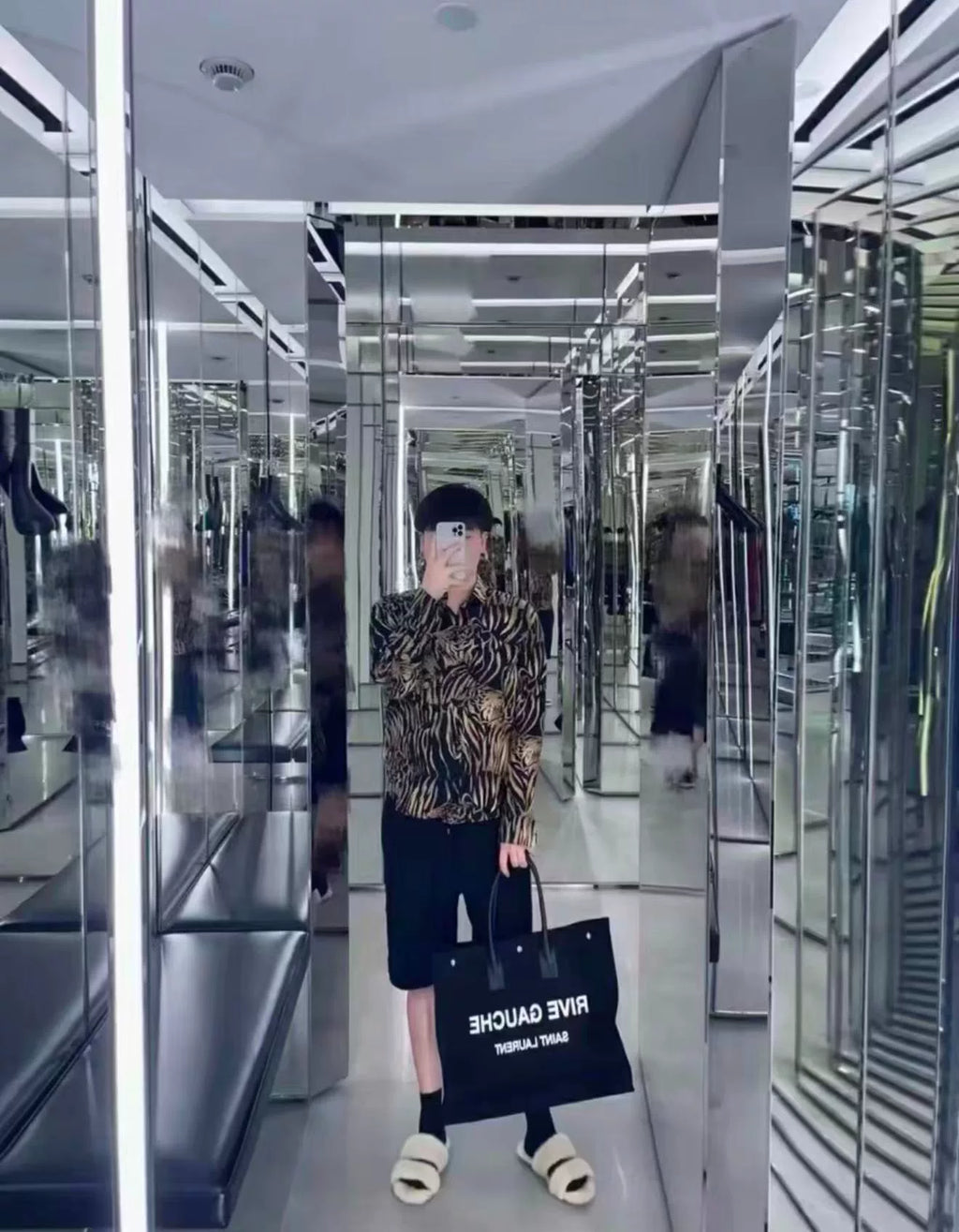 Saint Laurent 22SS Silk Pocket All-Over Print Shirt