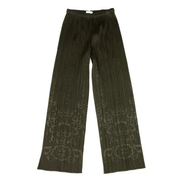 Issey Miyake Vintage Green Patterned Pleated Pants