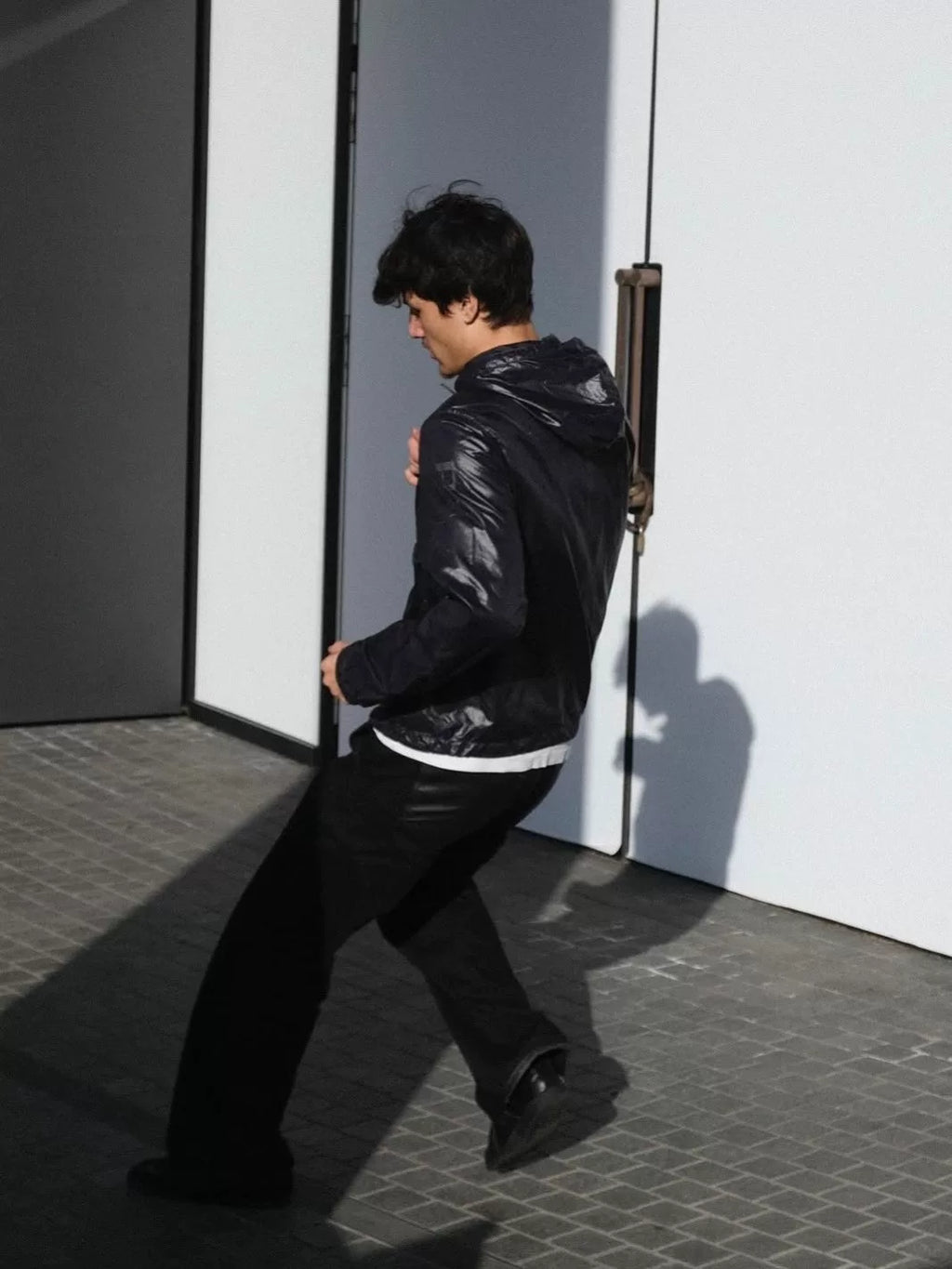 Prada Sports Black Hooded Zip-Up Metal Nylon Jacket