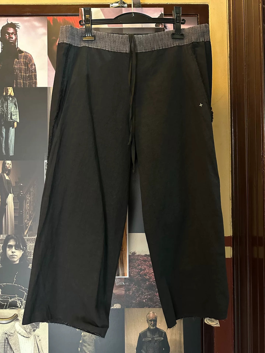 M.A+ SS19 Black Gathered Adjustable Hem Cotton Ramie Linen Trousers