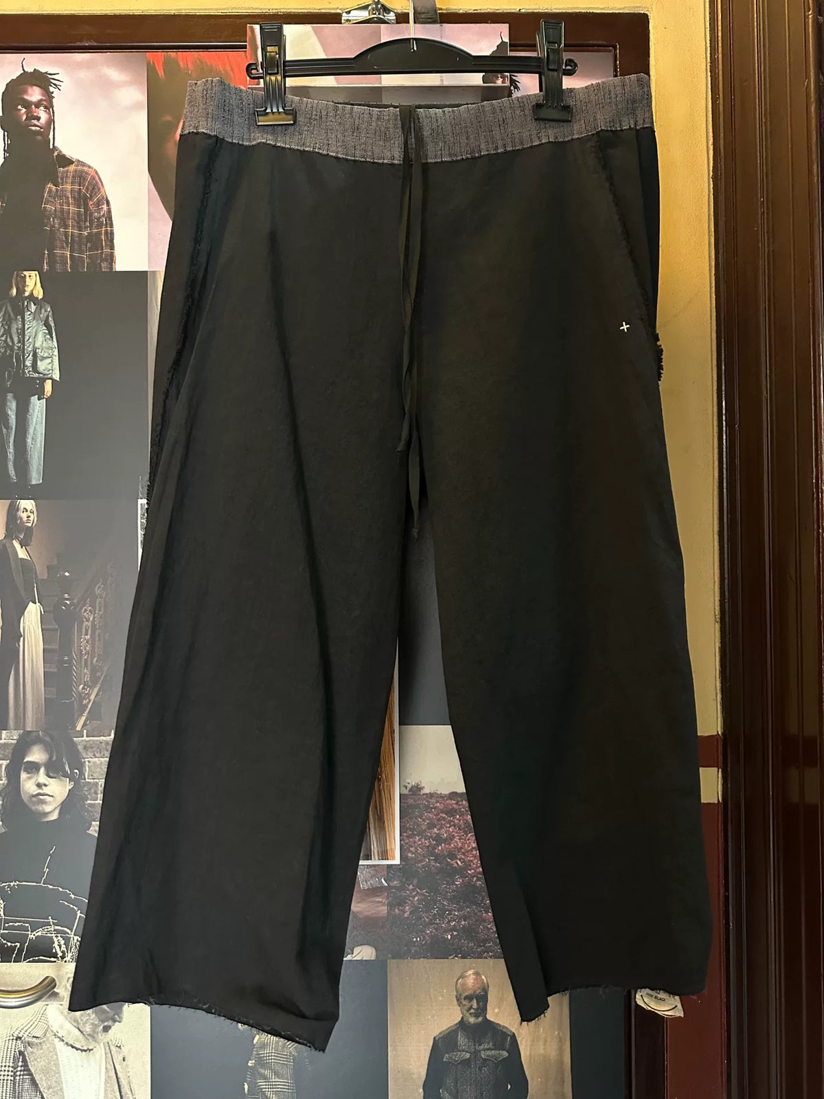 M.A+ SS19 Black Gathered Adjustable Hem Cotton Ramie Linen Trousers