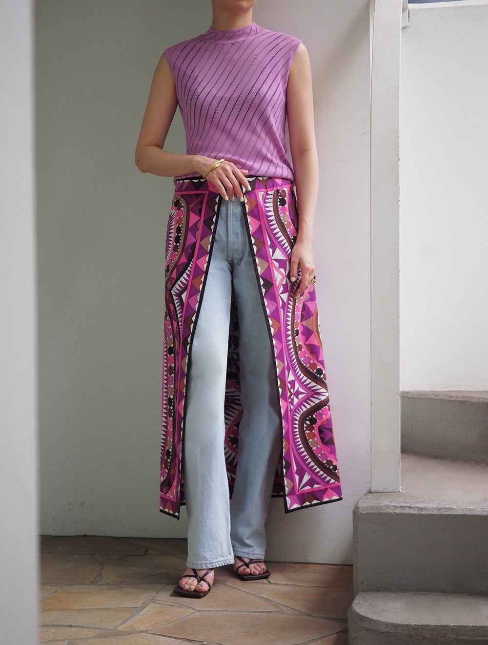 Celine 1980s Ribbed Mesh Sleeveless Top