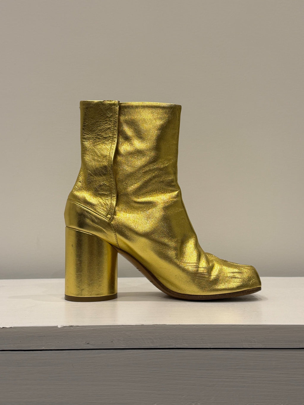 Maison Martin Margiela FW18 Liquid Gold Leather Tabi Shoes