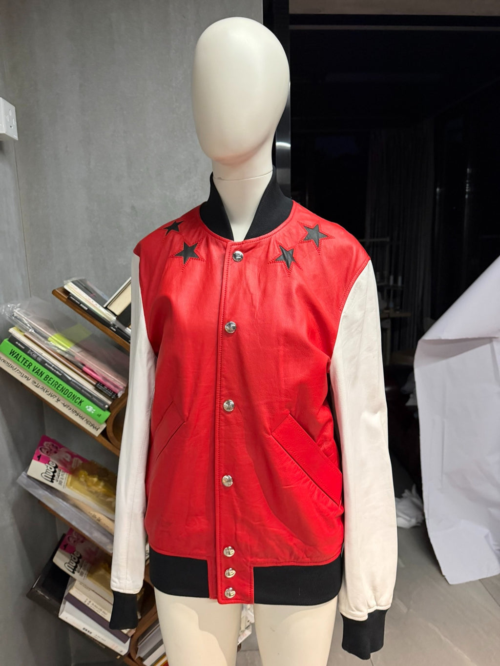 Givenchy Red White Star Patchwork Lambskin Jacket