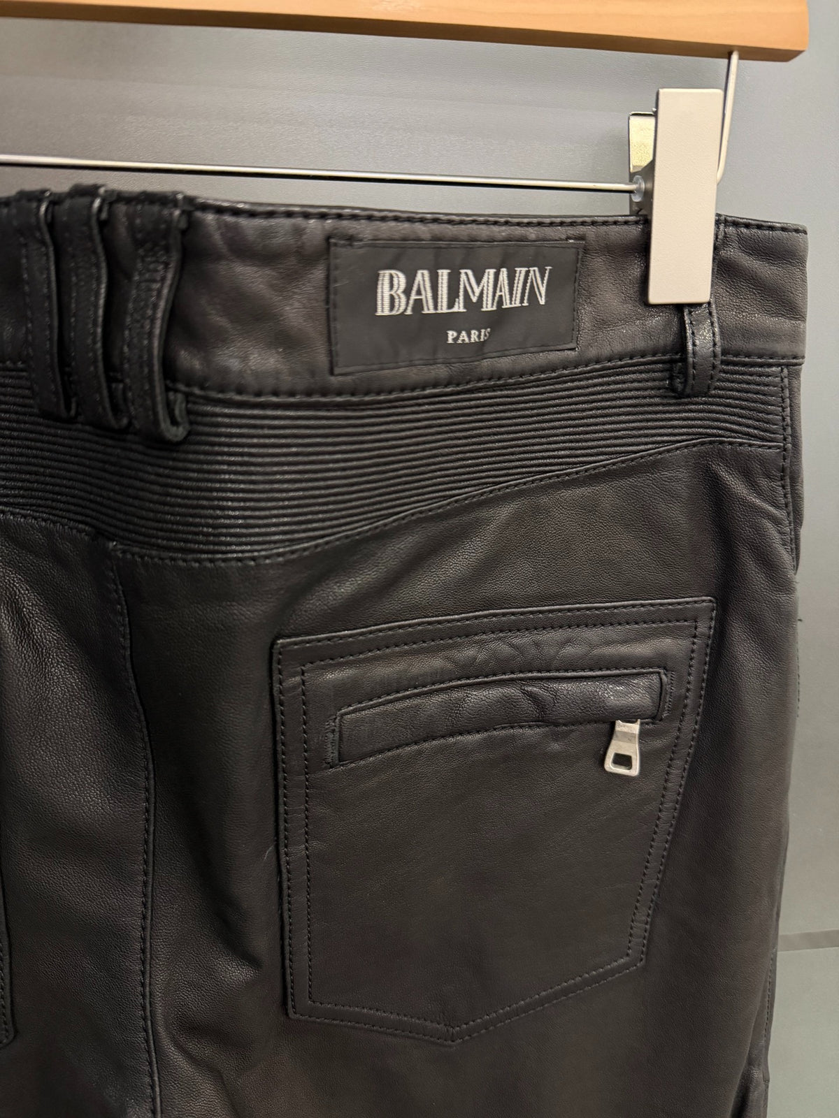 Balmain biker leather pants