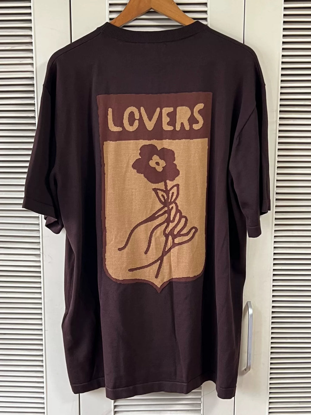 Louis Vuitton Virgil Abloh collaboration brown box logo knit short-sleeve shirt