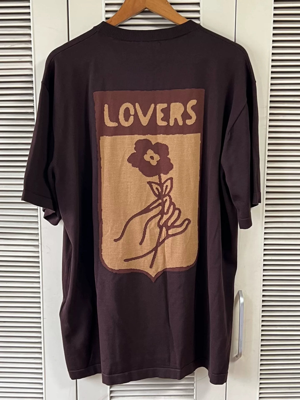 Louis Vuitton Virgil Abloh collaboration brown box logo knit short-sleeve shirt