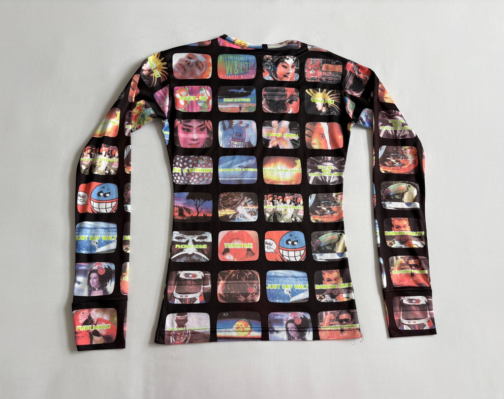 Walter Van Beirendonck runway print long-sleeve T-shirt W&LT vintage 95-96 runway piece printed face mask robot long-sleeve T-shirt