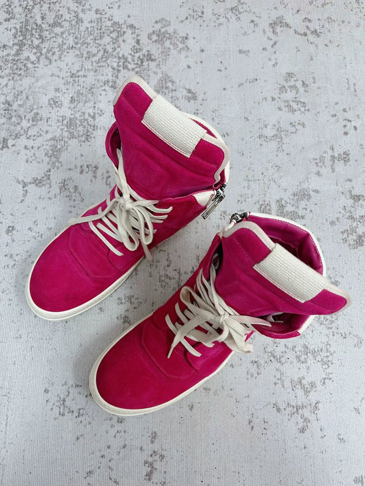 Rick Owens Women's Geobasket Sneakers in Fuschia/Milk