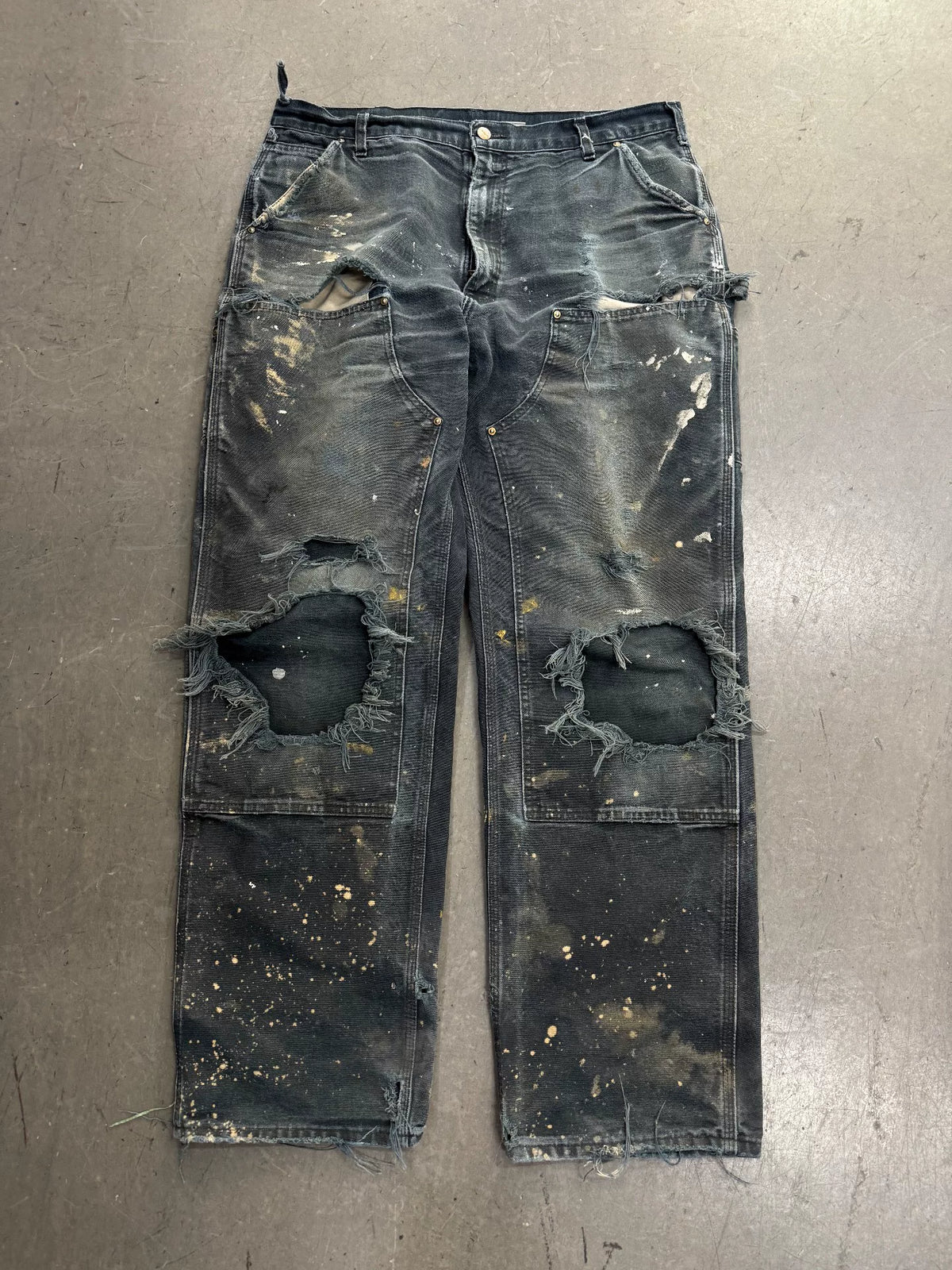 Carhartt B01 Blk Distressed Double-Knee Pants