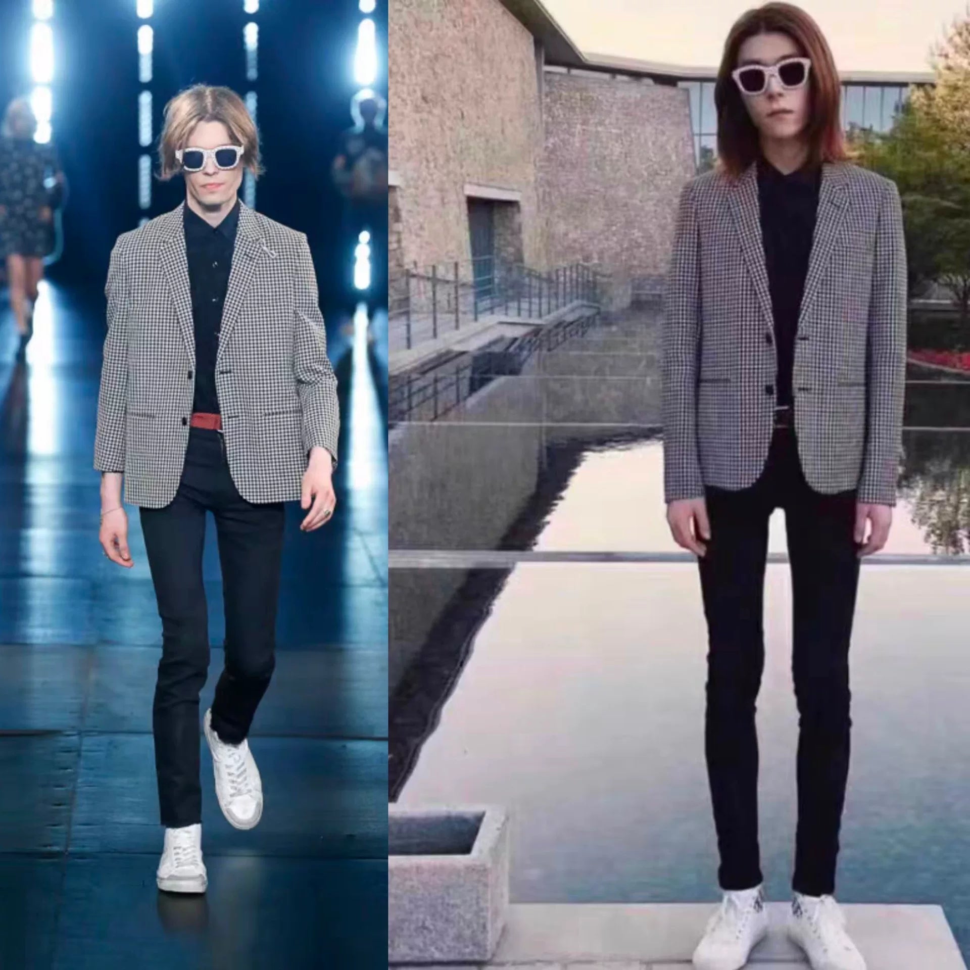 Saint Laurent 16SS Runway Black White Suit