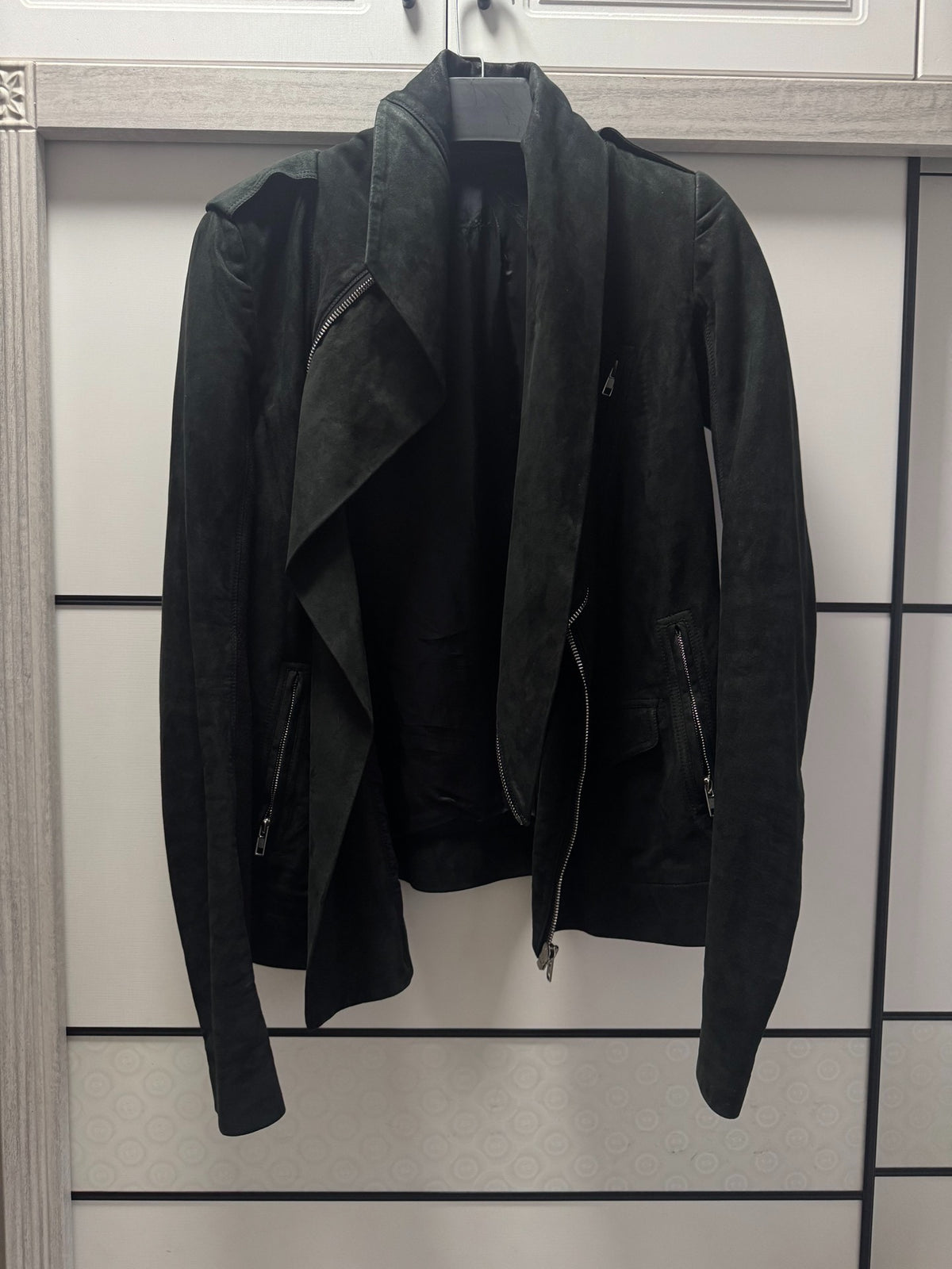Rick Owens biker suede leather jacket
