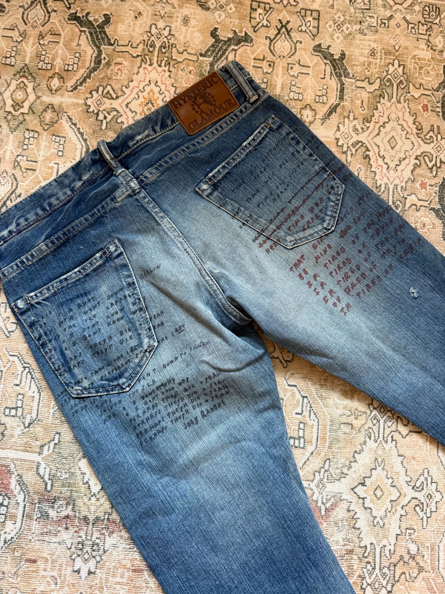 Hysteric Glamour Jeans Band Collaboration All-Over Print Lyrics Design