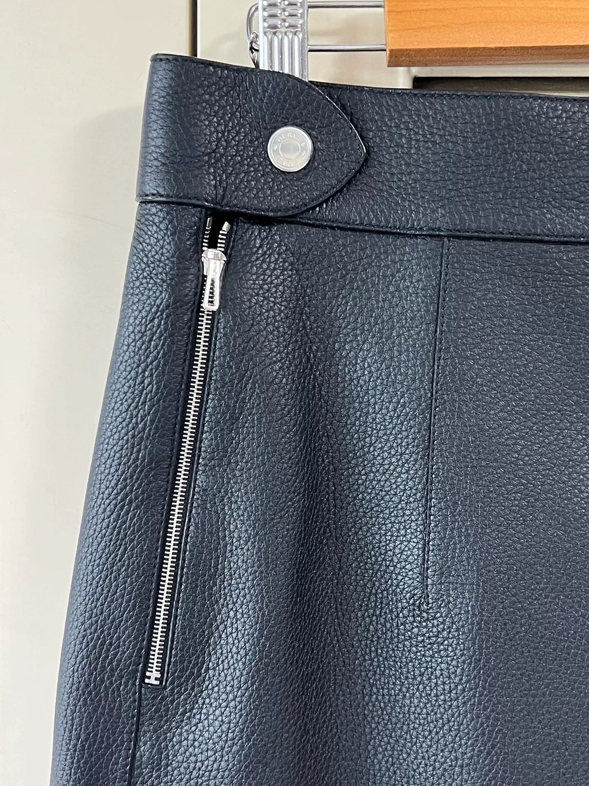 Hermes Herschel Black Leather Skirt