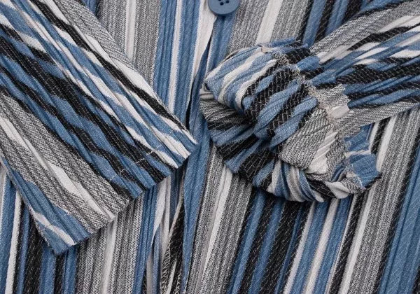 Issey Miyake Vintage Blue Striped Pleated Top