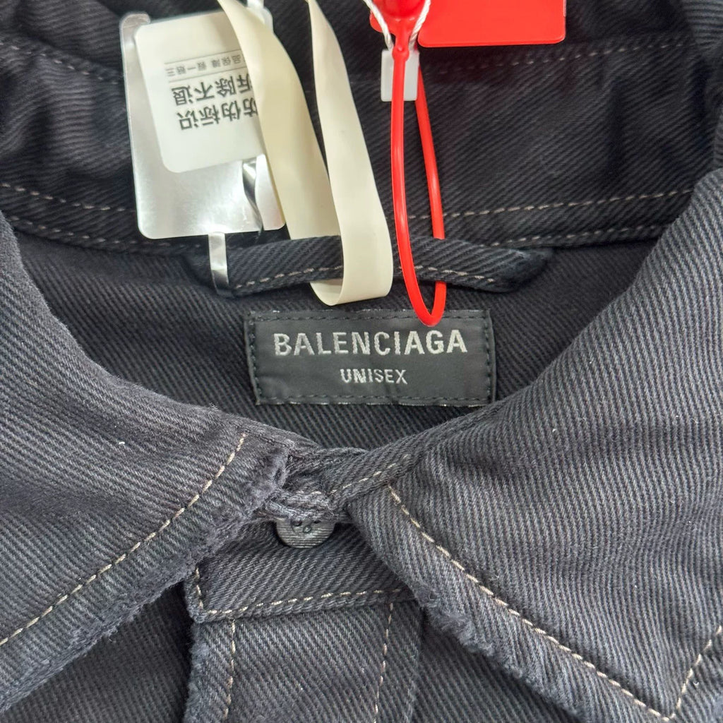 Balenciaga Black Washed Distressed Denim Jacket