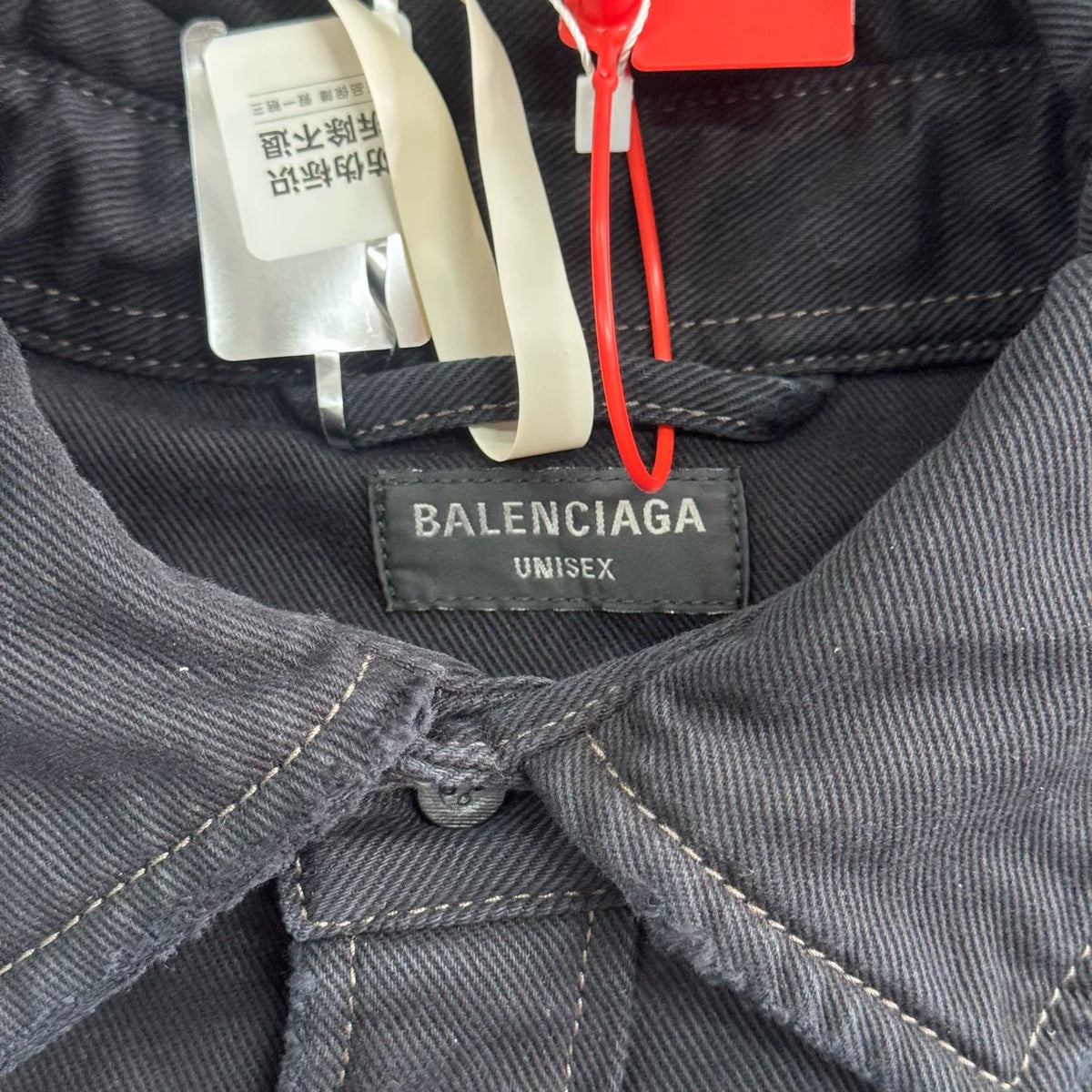 Balenciaga Black Washed Distressed Denim Jacket