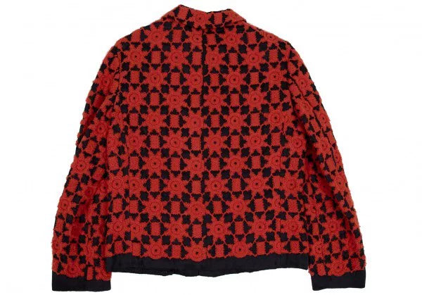 COMME des GARCONS Vintage Red Floral Mandarin Collar Top