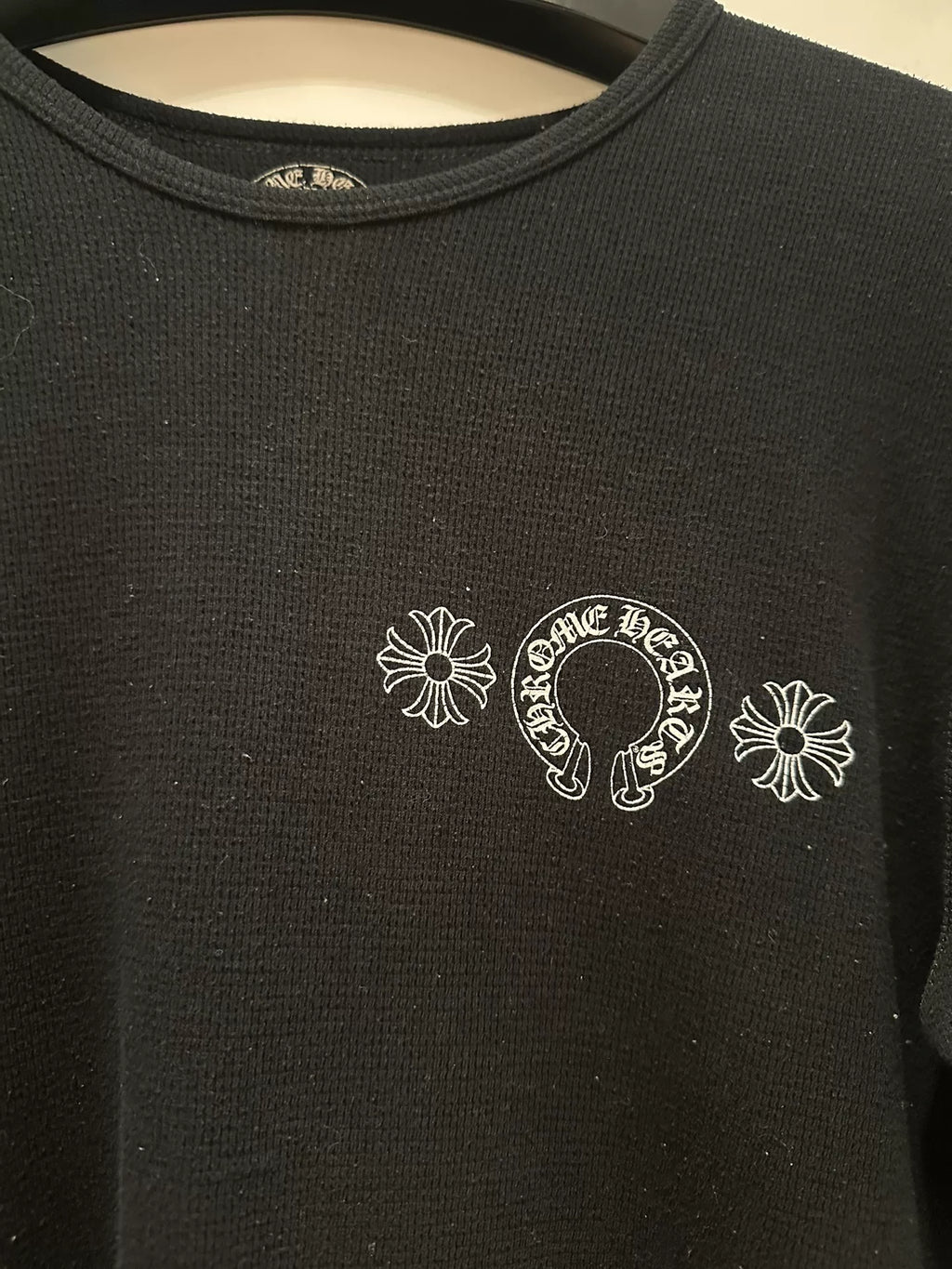 Chrome Hearts Horseshoe Cross Waffle Knit Long-Sleeve Shirt