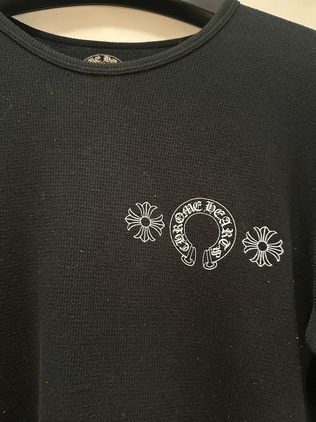 Chrome Hearts Horseshoe Cross Waffle Knit Long-Sleeve Shirt
