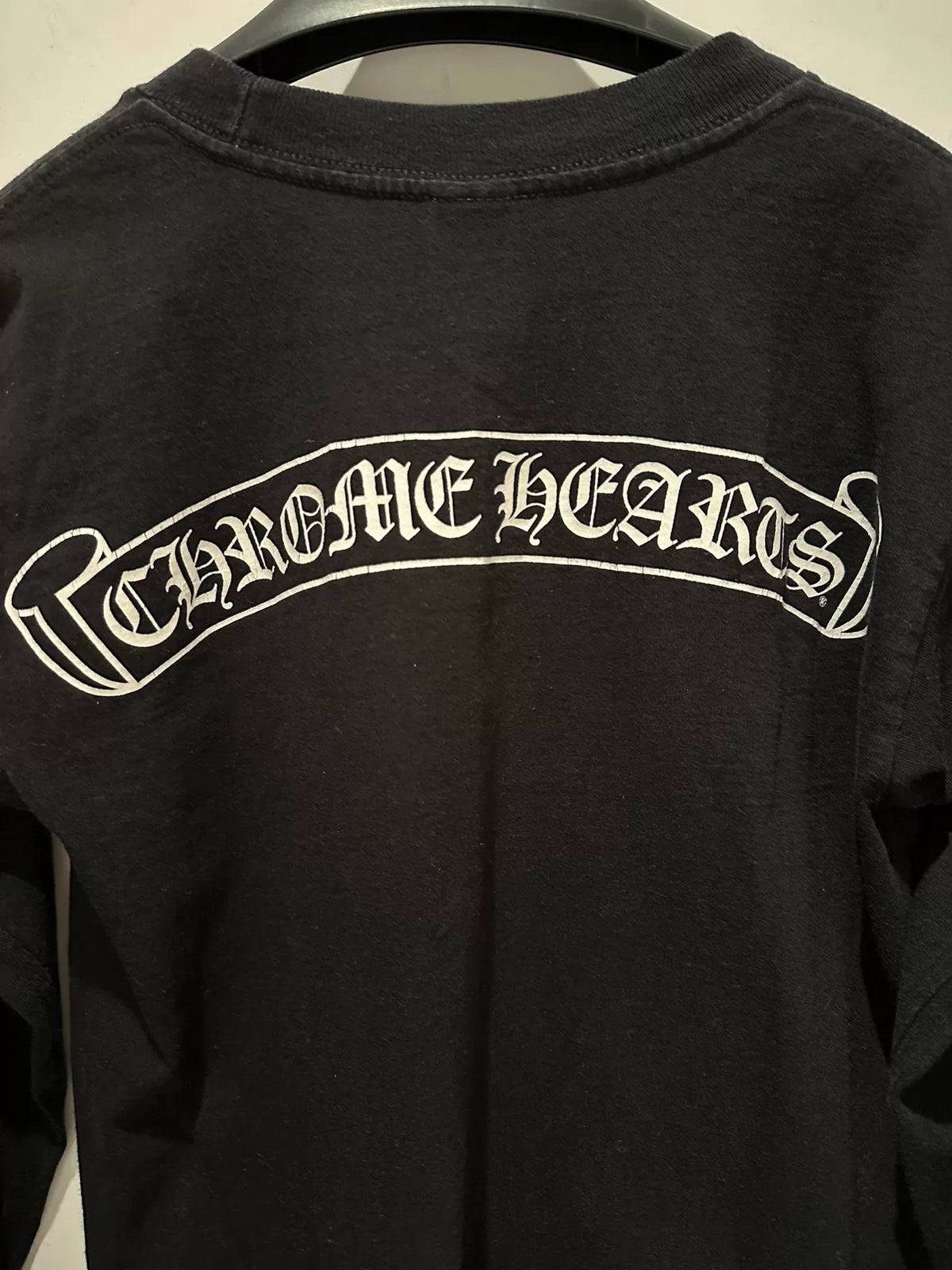 Chrome Hearts Black Horseshoe Scroll Cross Long Sleeve Top