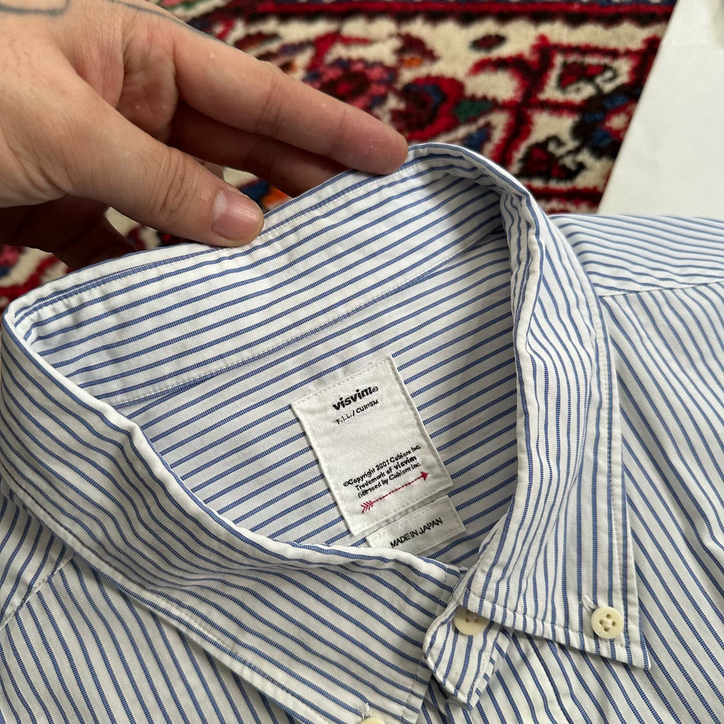 VISVIM 24SS B.D. SHIRT FR L/S Blue Striped Shirt