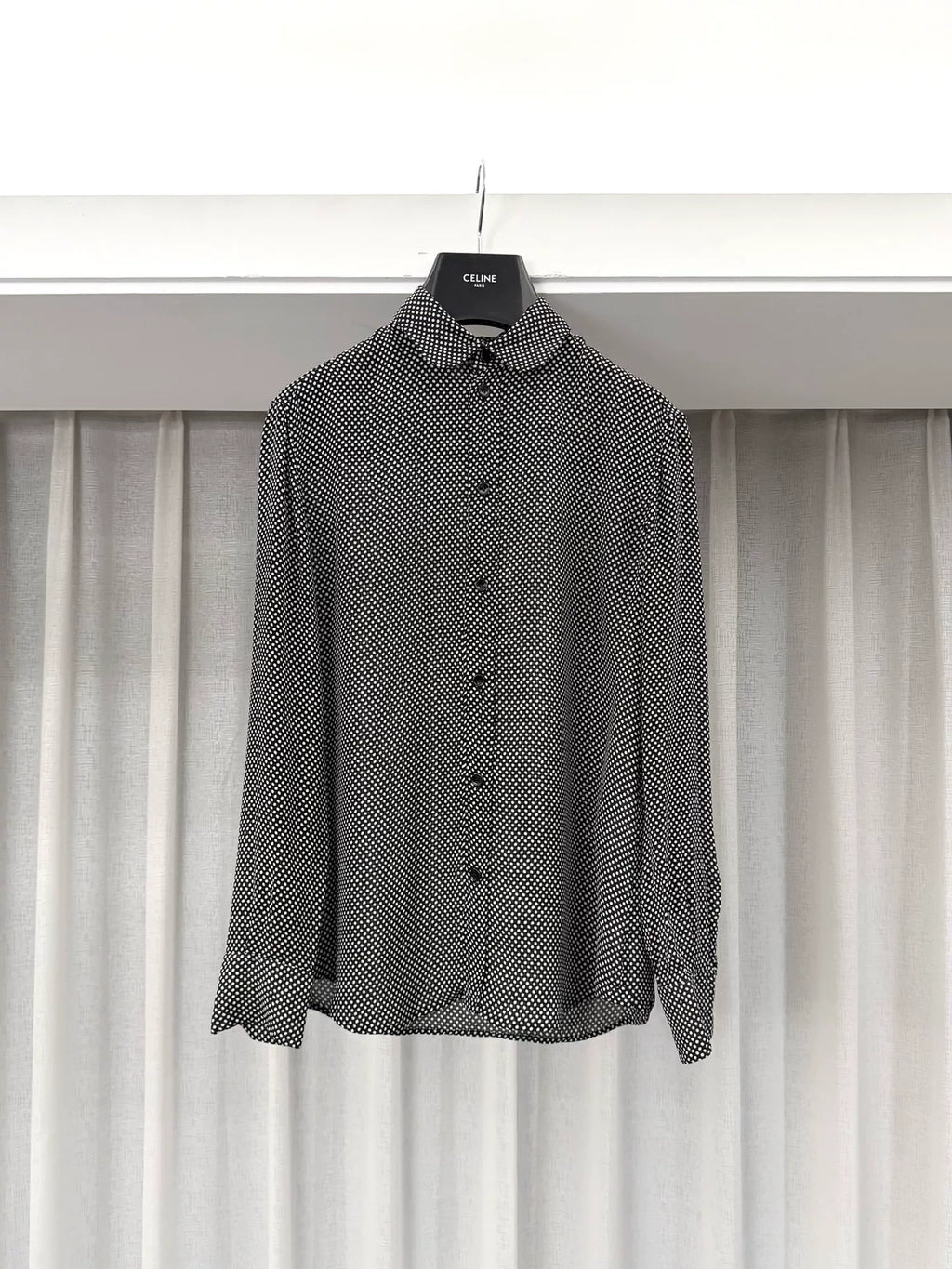 Celine Polka Dot Print Petal-Collar Long Sleeve Shirt by Hedi Slimane