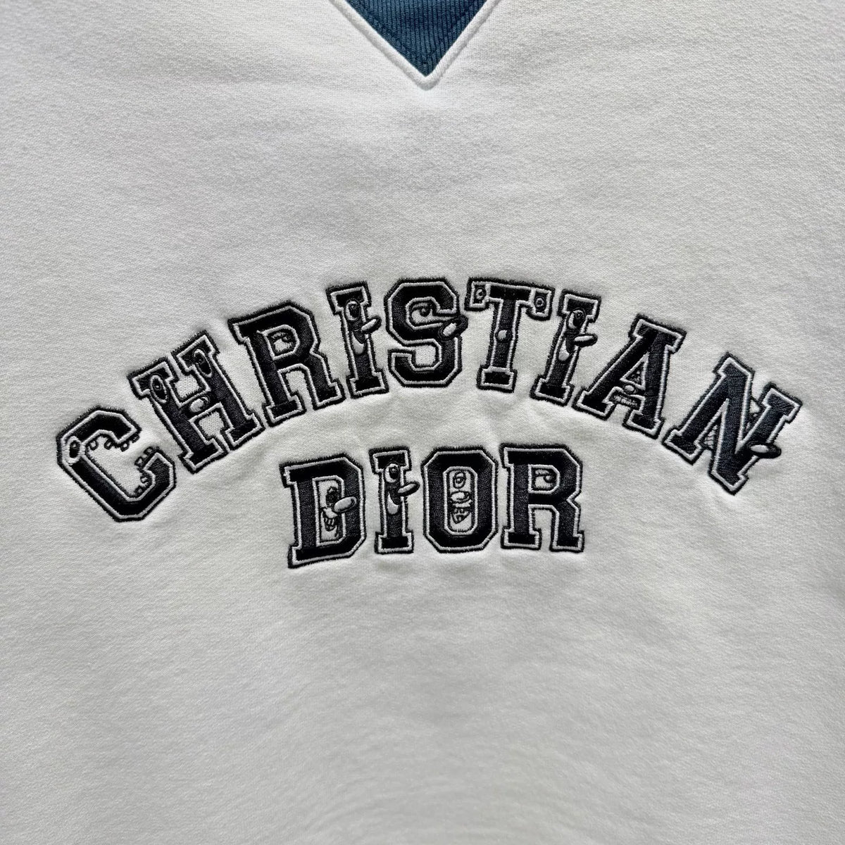 Dior Kenny Scharf Embroidered Letter Combed Cotton Colorblock Hooded Sweater