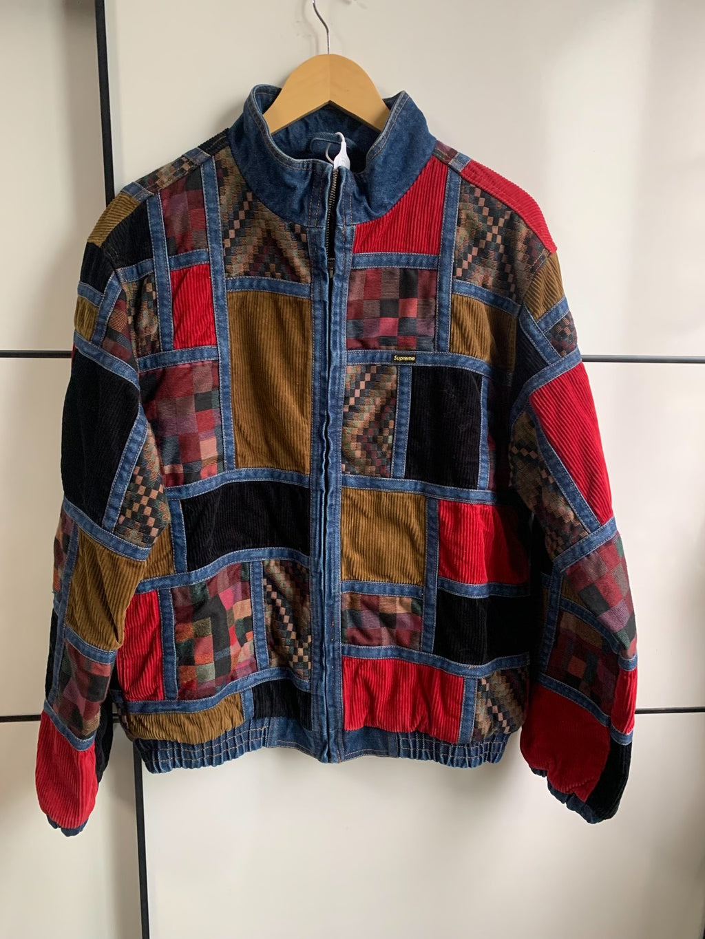Supreme FW18 Corduroy Patchwork Denim Jacket