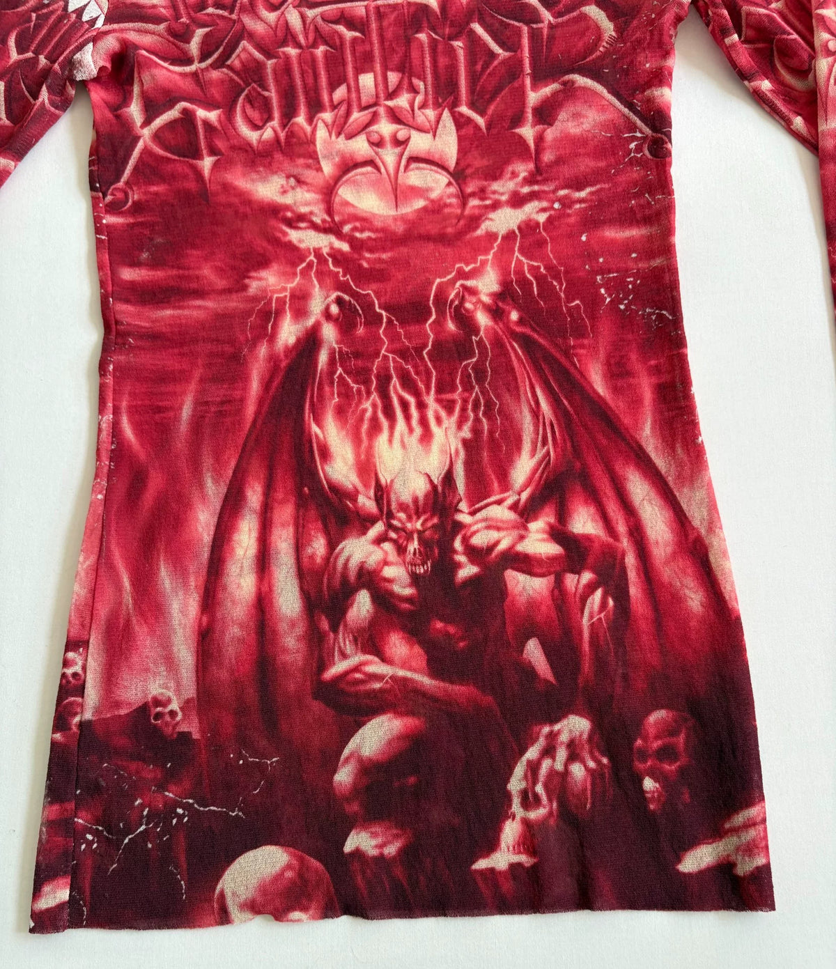 Jean Paul Gaultier Devil Skull Print Mesh Dress