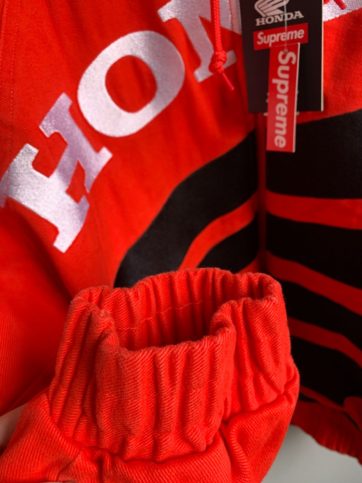 Supreme FW19 Honda Fox Racing Crewneck Red Zip-Up Jacket