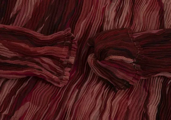 Issey Miyake Vintage Red Willow Pattern Pleated Top