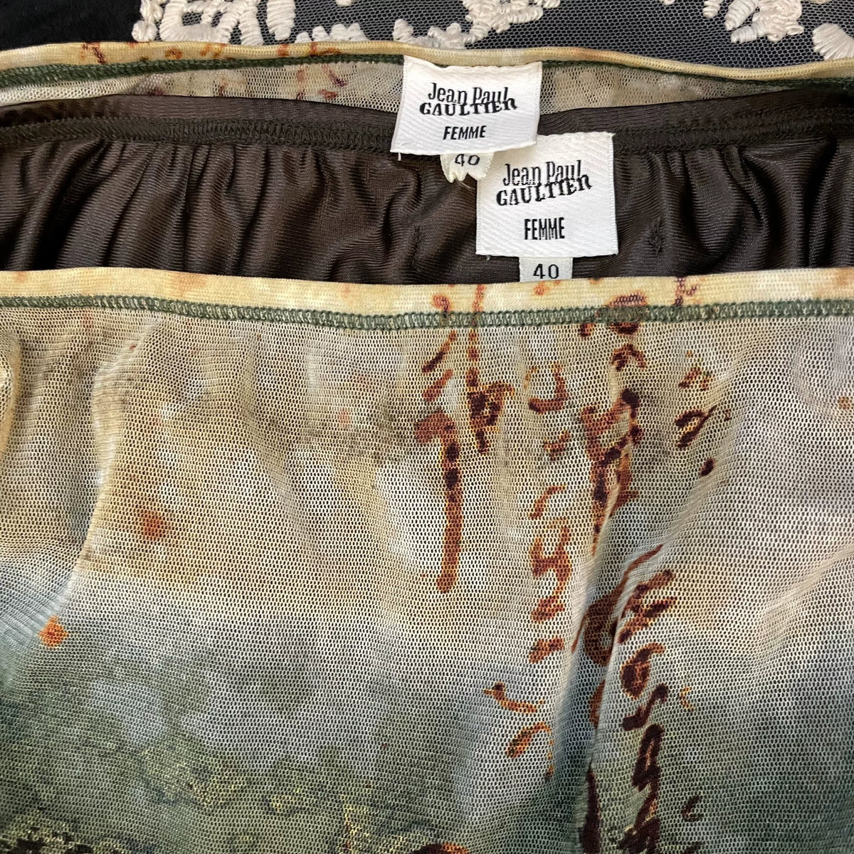Jean Paul Gaultierjpg Portrait Mesh Print Midi Ink Wash Skirt